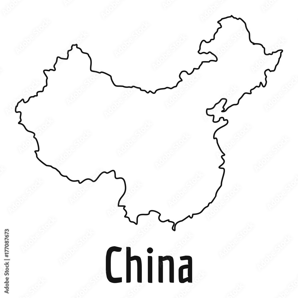 Fototapeta premium China map thin line vector simple