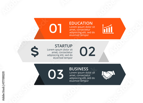 Vector up stairs arrows infographic, diagram chart, graph presentation. Business growth concept with 3 options, parts, steps, processes.