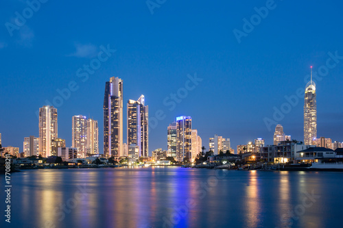 View of Surfers Paradise from Evandale Park near the Gold Coast Arts Centre, Queensland, Australia