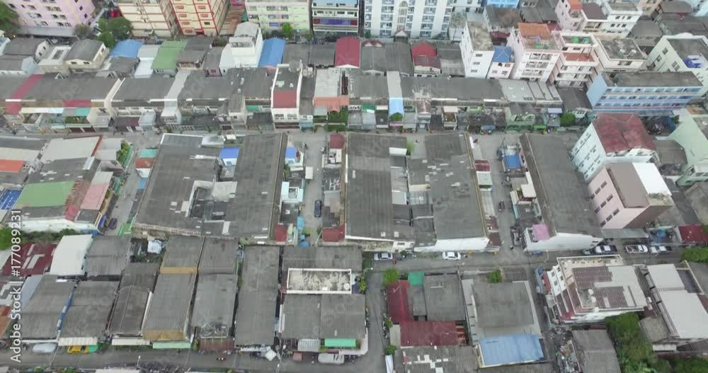 tilt up shot from roofs to buildings city Bangkok Thailand tilt up shot from roofs to buildings city Bangkok Thailand