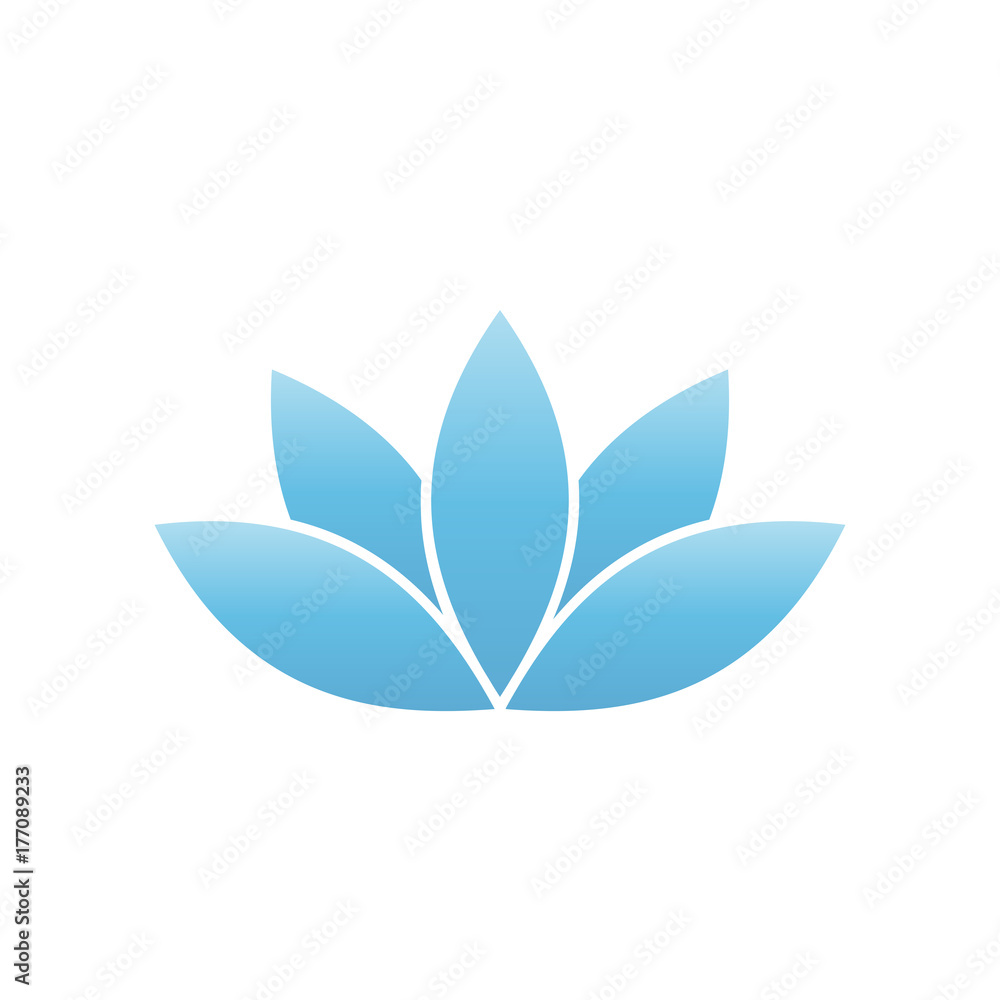 Blue lotus symbol. Spa and wellness theme design element. Vector illustration.