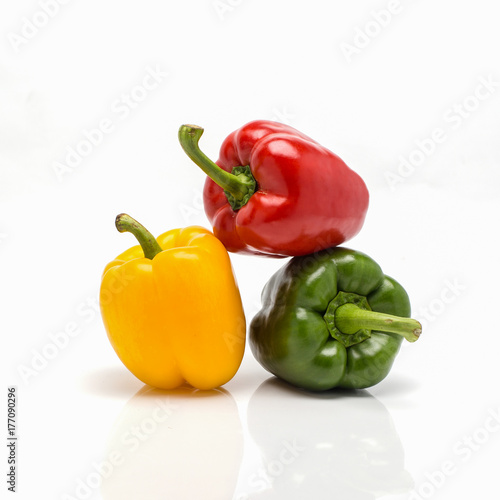 Three sweet pepper on white background.