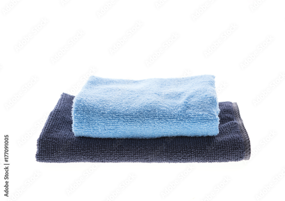 Blue towels folded isolated on white background Blue towels folded isolated on white background