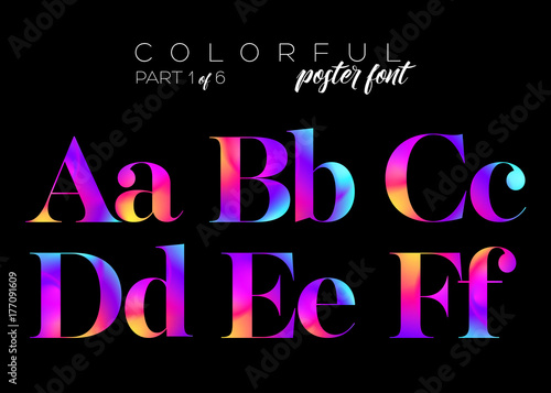 Colorful Bright Neon Typeset. Electric Pink, Purple, Blue Colors. Dynamic Fluorescent Fluid Paint. Vector Vibrant Letters for Music Poster, Cover, Banner, Fashion Invitation, Cover. photo