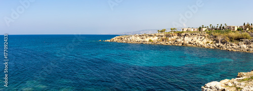 Landscape: Panorama of the sea shore near Paphos. Cyprus.