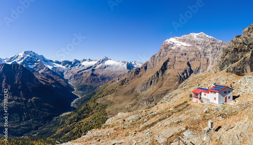 Tourism in Valtellina, refuge alpine and beautiful panorama