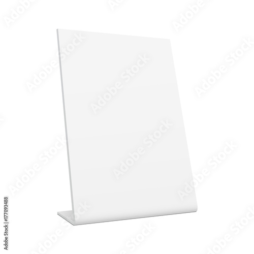 White blank pos stand banner - 3/4 left view. Mockup is especially useful for presenting your design ideas. Vector illustration