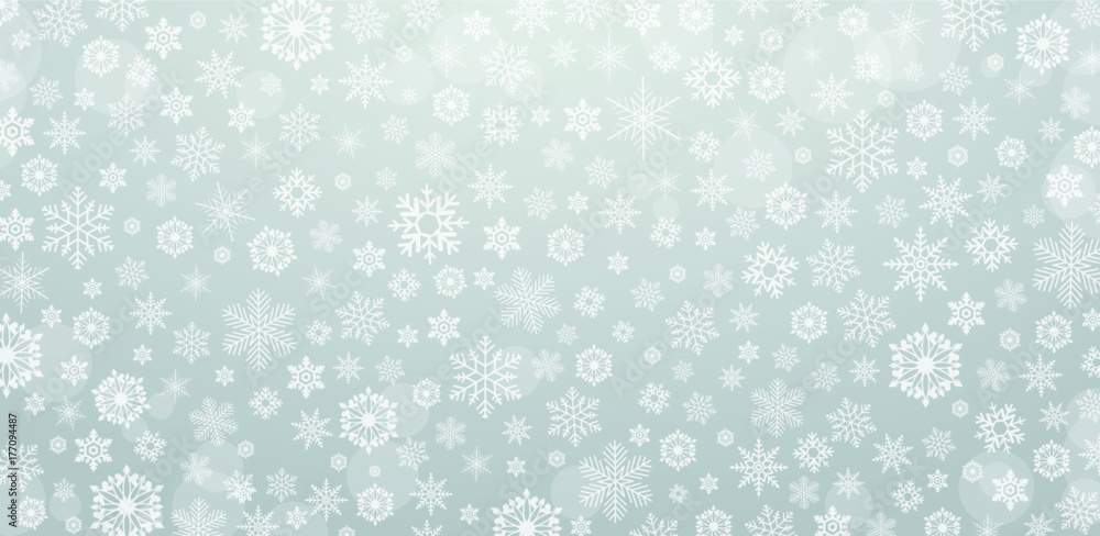 Winter & Christmas background snowflake - vector pattern - obrazy, fototapety, plakaty 