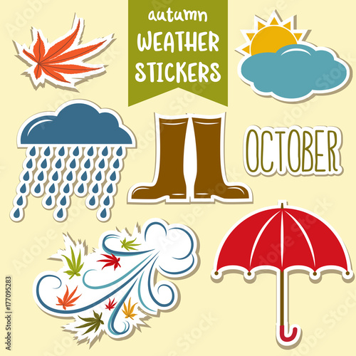 autumn weather stickers collection