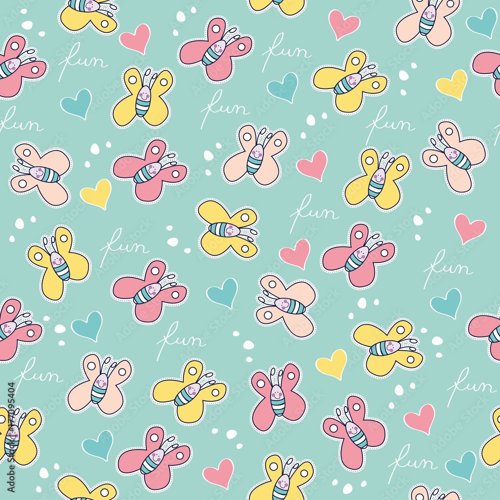 seamless pattern with doodle butterflies seamless pattern with doodle butterflies