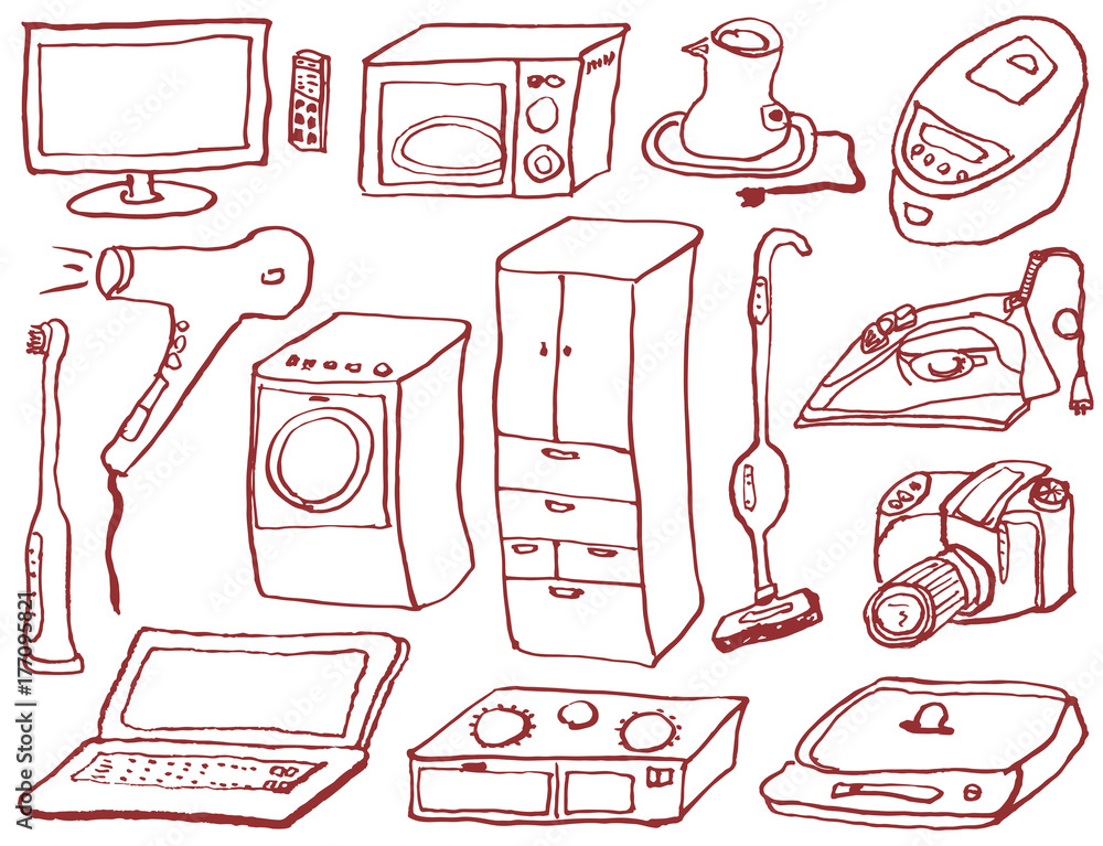 新生活 家電 手書きイラスト Stock Vector Adobe Stock