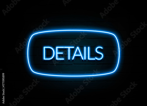 Details - colorful Neon Sign on brickwall