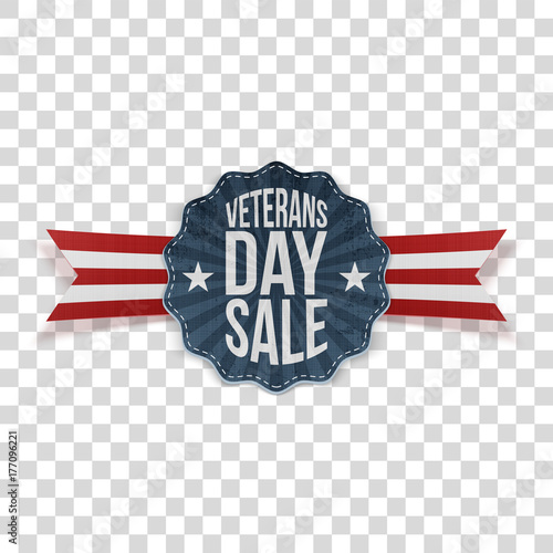 Veterans Day Sale festive Emblem with Ribbon