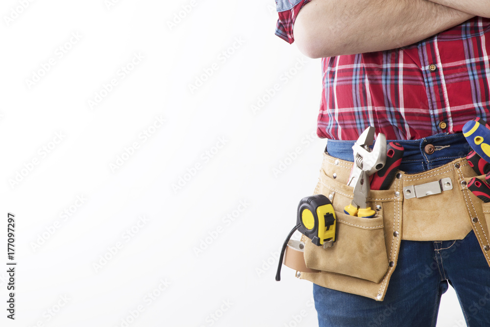 worker and professional builder with tools worker and professional builder with tools