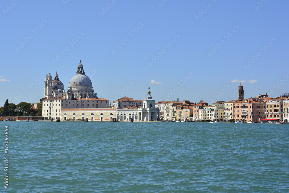 Dorsodoro, Venice taken from San Giorgio Maggiore - Giudecca Canal on the left, Grand Canal on the right, showing Santa Maria Della Salute and Punta della Dogana 