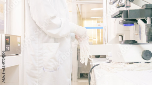 Blur scientist working in laboratory. © toeytoey