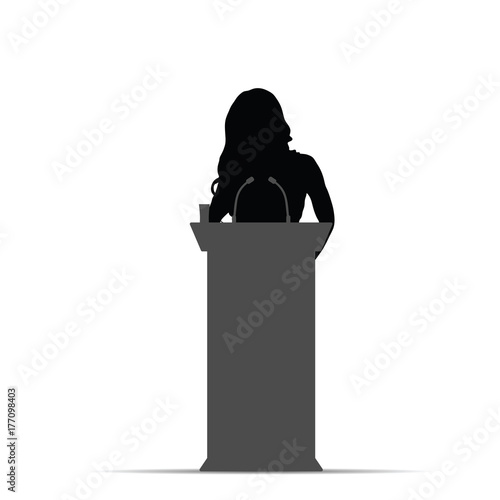 girl silhouette speak on platform illustration