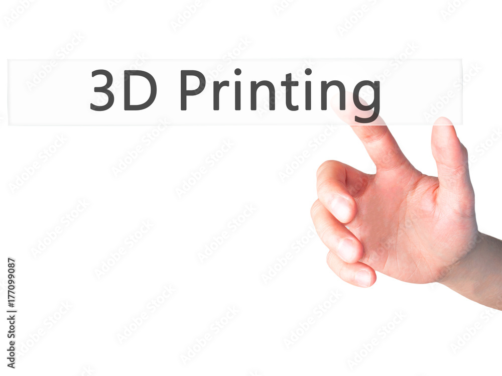 3D Printing - Hand pressing a button on blurred background concept on visual screen. 3D Printing - Hand pressing a button on blurred background concept on visual screen.