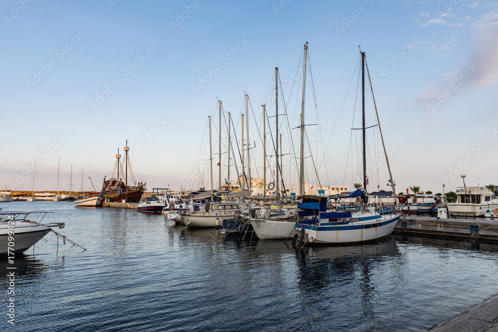 Hundreds of yachts sailing in the port of Monastir in Tunisia.