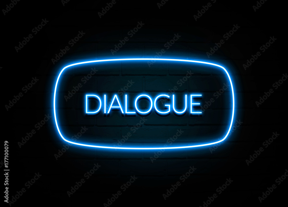 Dialogue - colorful Neon Sign on brickwall Dialogue - colorful Neon Sign on brickwall