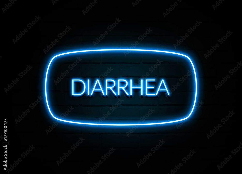 Diarrhea - colorful Neon Sign on brickwall Diarrhea - colorful Neon Sign on brickwall