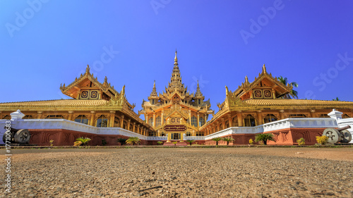 The palace of the king in Myanmar in the past. Kambawzathardi golden palace. Kambodza Thadi Palace (Palace of Bayinnaung), Kanbawzathadi Palace in Bago, Myanmar