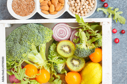 Ingredients for a healthy vegetable salad