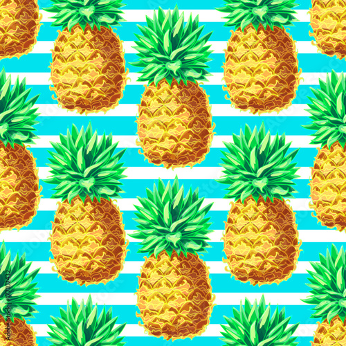 Pineapple striped seamless pattern