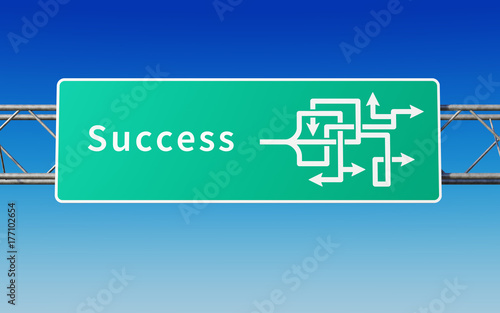 Road sign with multiple paths to success