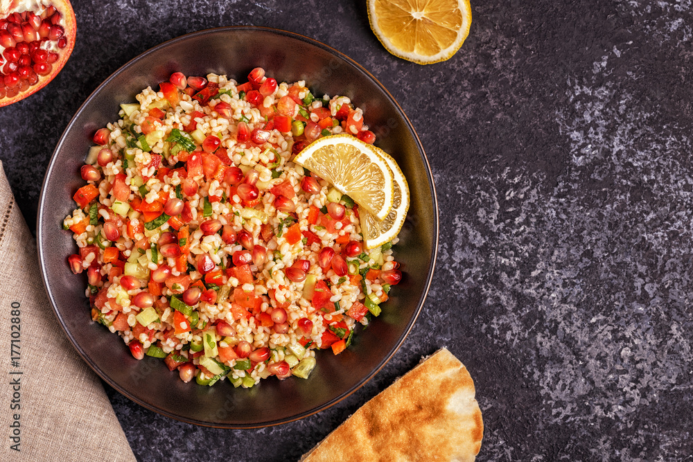 Tabbouleh salad, traditional middle eastern or arab dish.