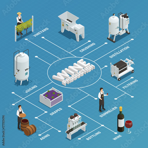 Wine Production Isometric Flowchart