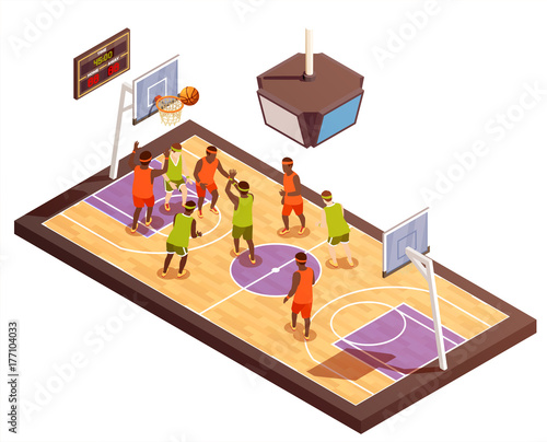 Basketball Court Isometric Composition