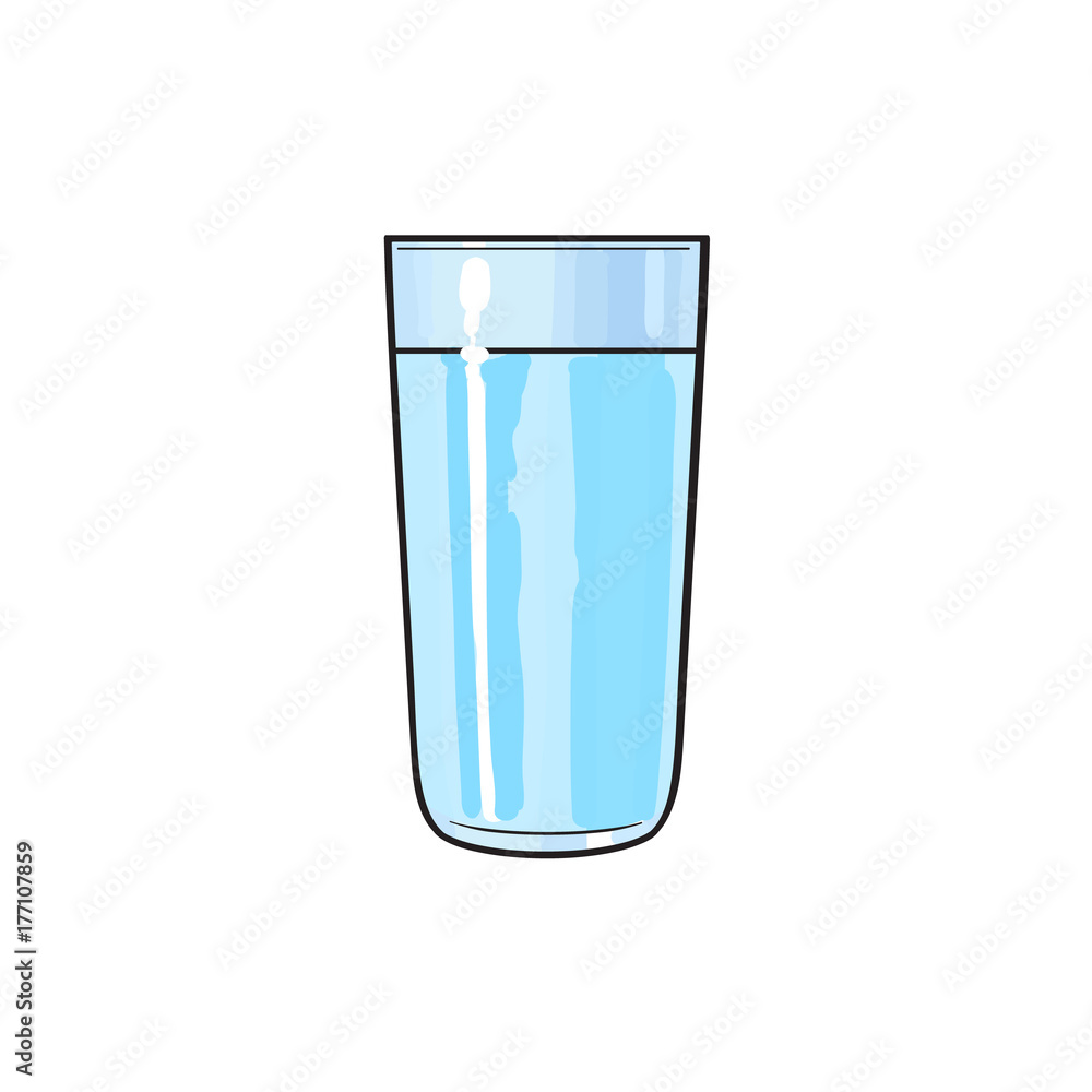 Vector cartoon glass cup of fresh cold water. Isolated illustration on a  white background. Soft drink, refreshing beverage image. Stock Vector |  Adobe Stock