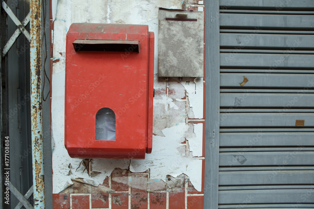 Antique Post BOX on the wood texture