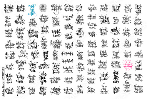set of 100 hand lettering inscription positive quotes