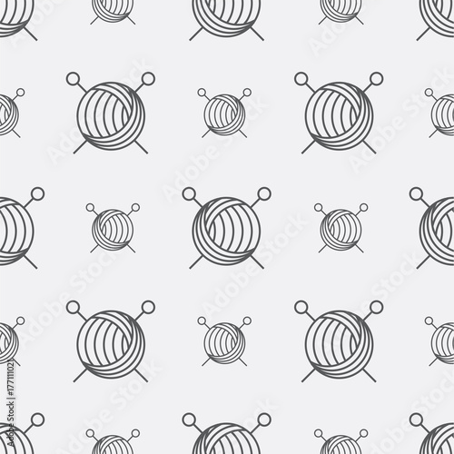 Skein of thread line icon. Seamless pattern background © prockopenko