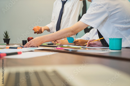 Start up teamwork diversity and Inclusion concept : Business Team Coworker working planning with colleague in office 