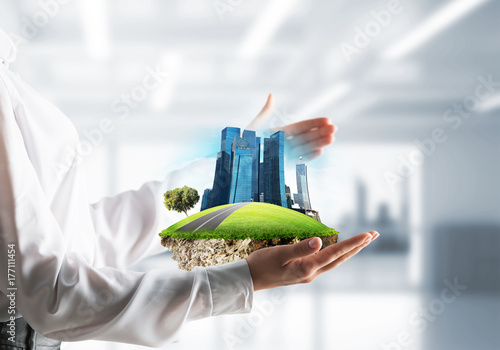 Modern eco friendly city and ecology concepts.