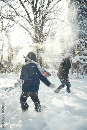Wallpaper Mural the guys are playing in the snow in the winter Torontodigital.ca