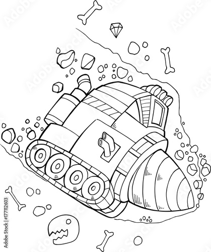 Construction Drill Mining Machine Vector Illustration Art