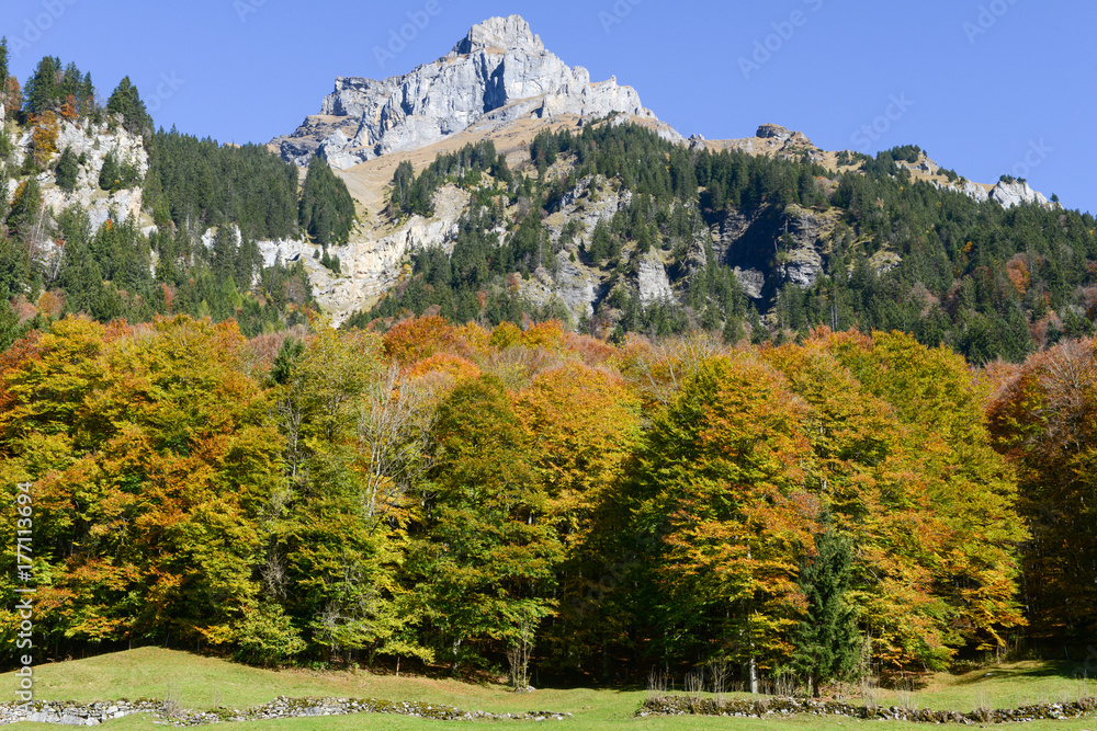 Autumn landscape of Engelberg on Switzerland