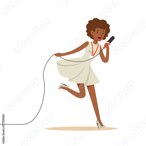Media news journalist running to take interview