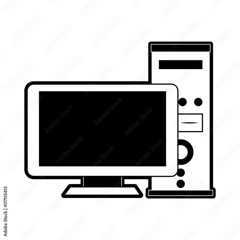 Computer with cpu icon vector illustration graphic design Computer with cpu icon vector illustration graphic design