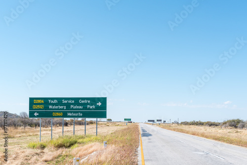 Turn-off from the B8-road to the Hoba meteorite