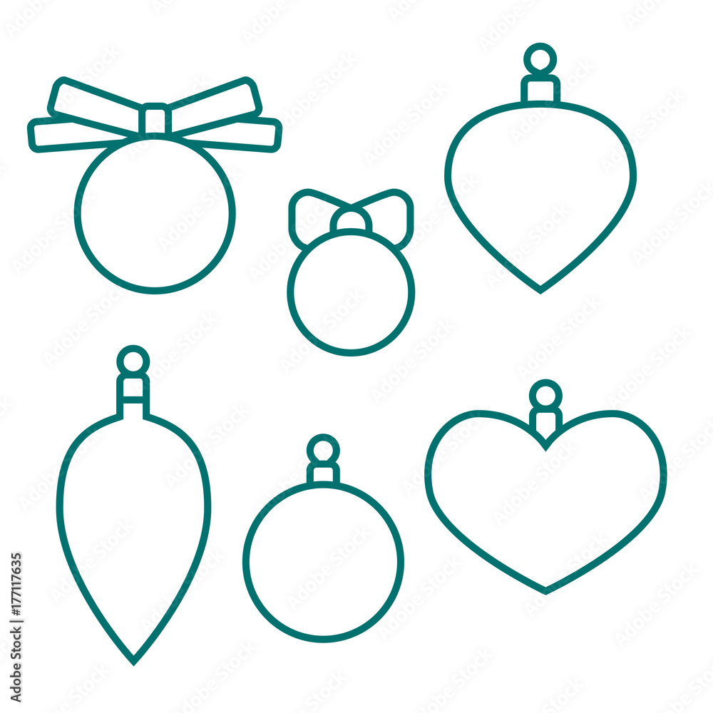 Fototapeta premium Christmas balls, coloring book for kids