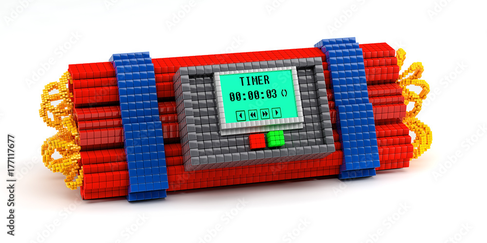 Time R Rod Voxel Bomb - dynamit rods and a timer - made from small cubes - 3D ...