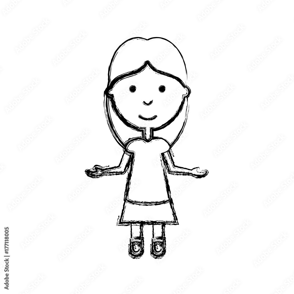cartoon girl icon over white background vector illustration