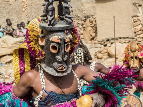 Traditional wooden dogon mask, Mali, West Africa 