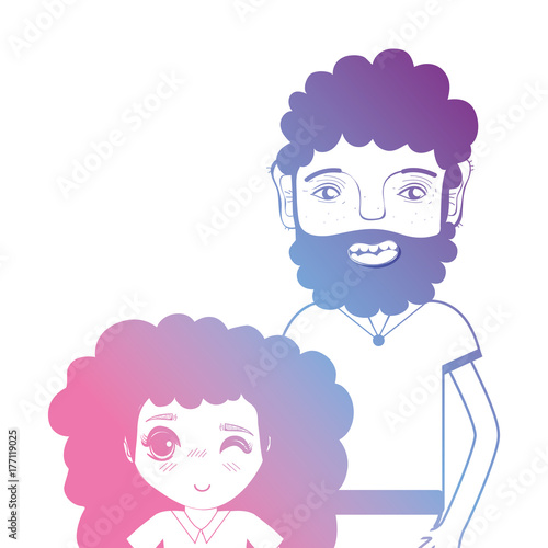 line father and daughter together with hairstyle design