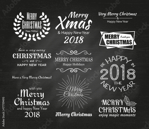 Merry Christmas and Happy New Year 2087 typography. Vector illustration
